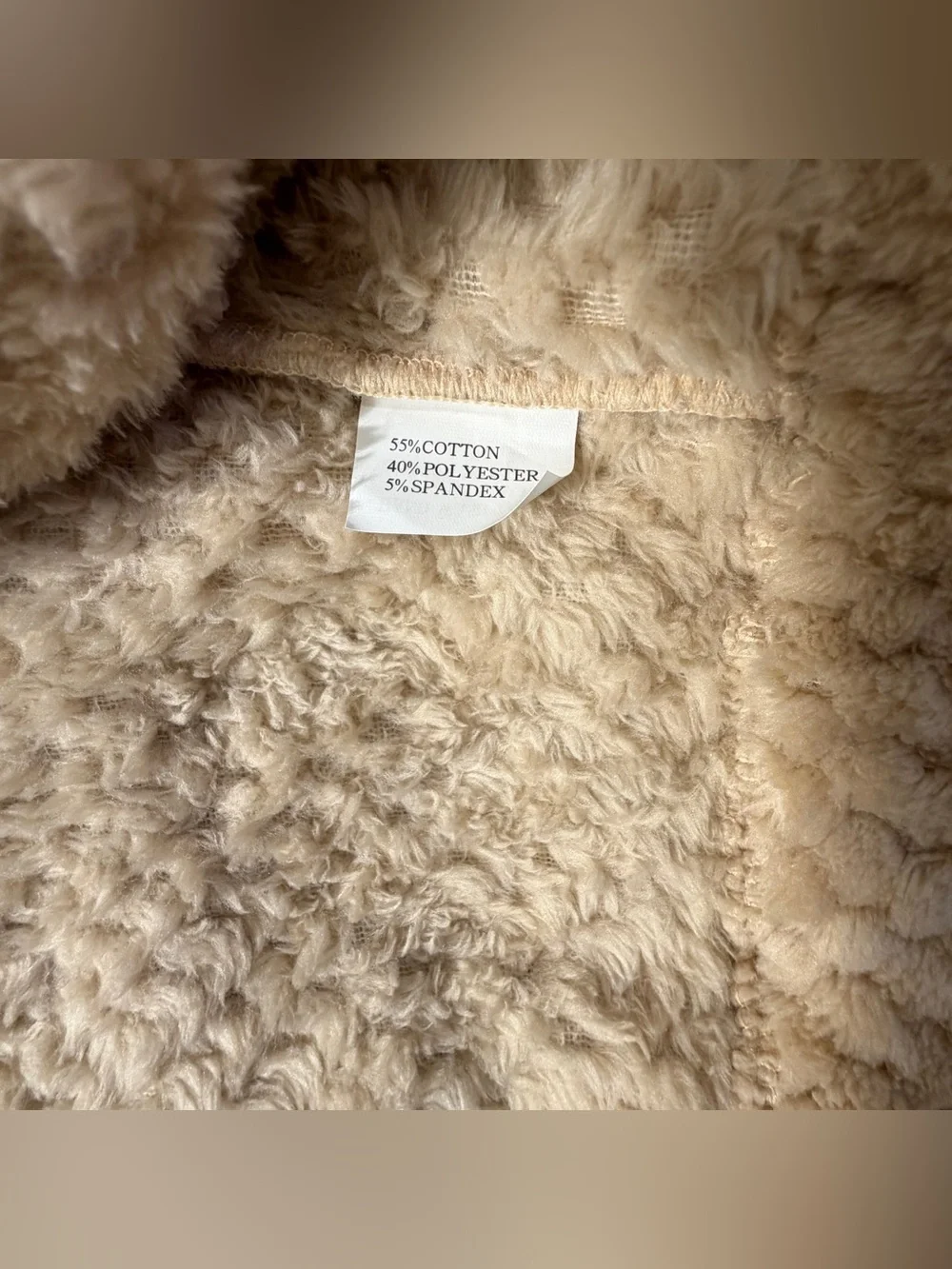 NWT BUZZ Youth Hooded Beige Cropped Zip Up Sherpa Hooded Sweater Size Large